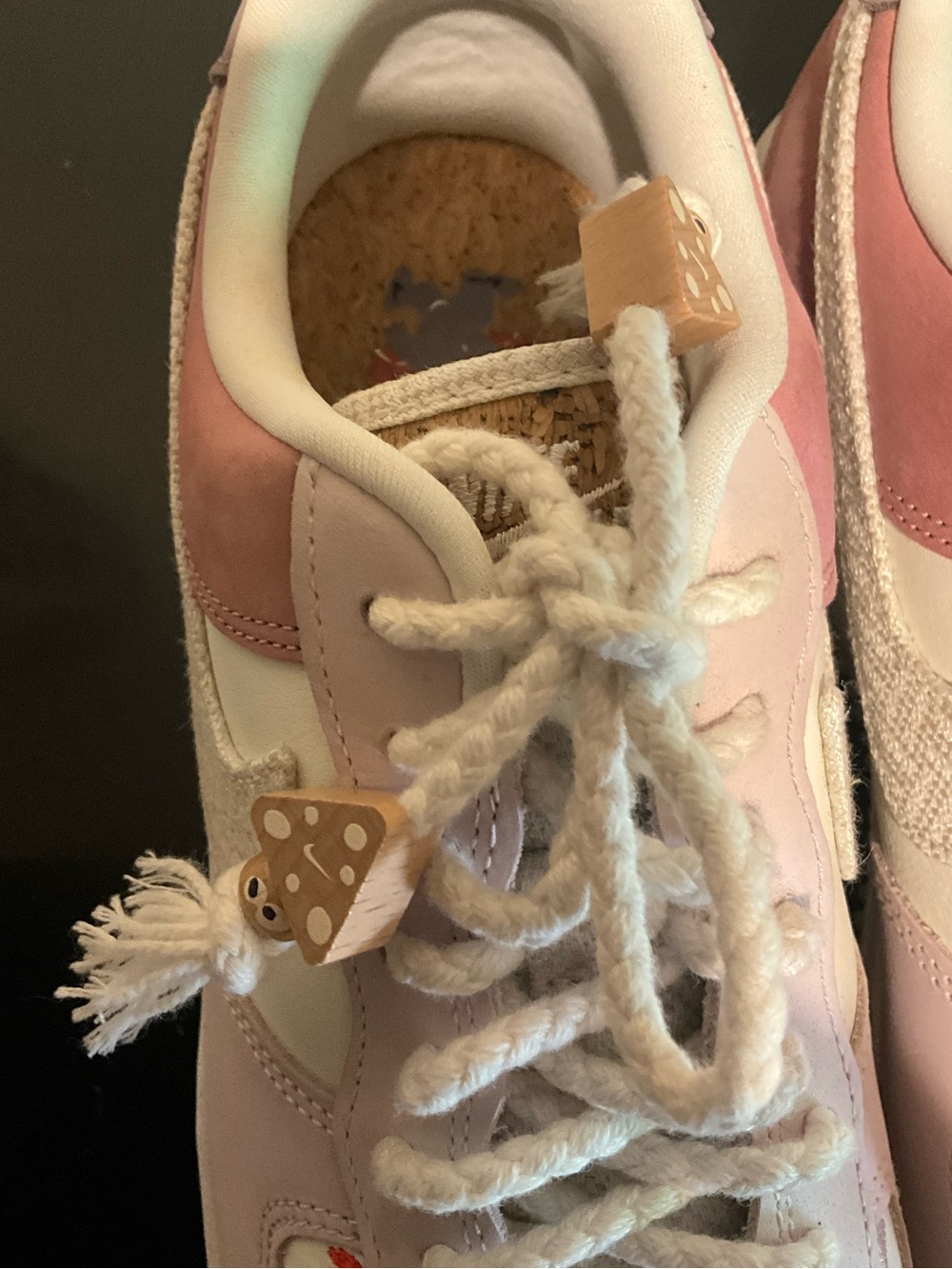 Nike Air Pink and White Low-Top Sneakers with Tassel Laces Size 9 - Picture 9 of 12